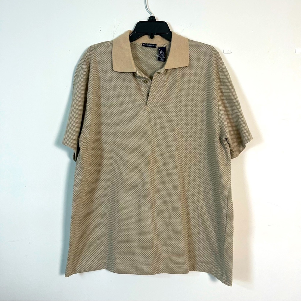 Knightsbridge Polo tan three button short sleeve men’s shirt size large